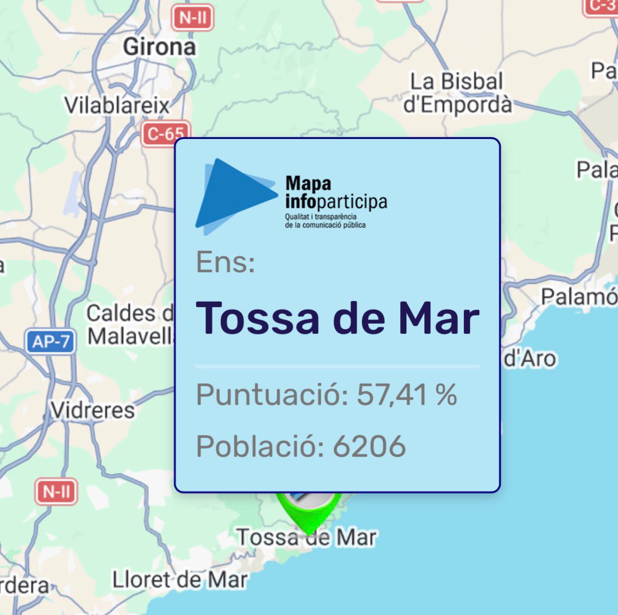 Tossa de Mar obté l’aprovat per primer cop en el segell Infoparticipa